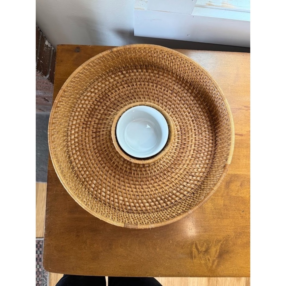 VTG Pomerantz JP Product Woven Chip and Dip Set Hosting Platter 1980s Minimalist